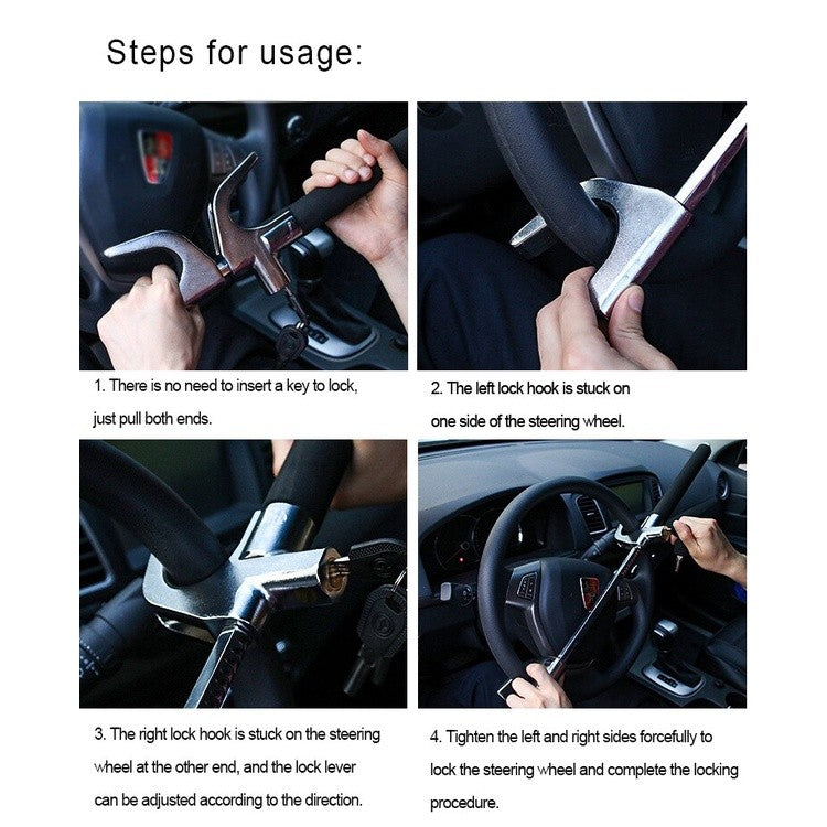 U-Type Universal Car Steering Wheel Lock Clamp High Security Anti Theft Thief Steal Vehicles Hammer