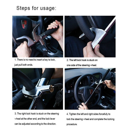 U-Type Universal Car Steering Wheel Lock Clamp High Security Anti Theft Thief Steal Vehicles Hammer