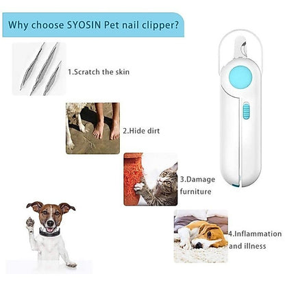 LED Pet Nail Clipper with Built-In Nail File for Cats & Dogs
