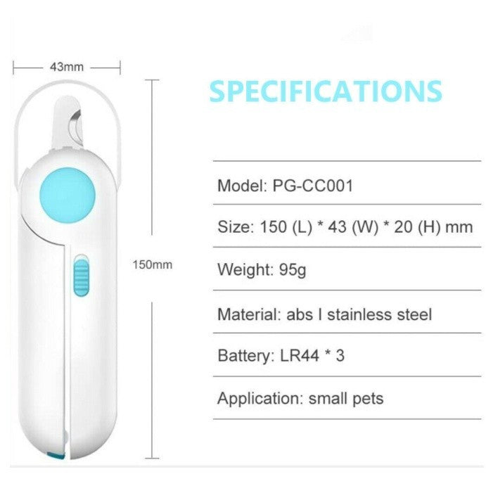 LED Pet Nail Clipper with Built-In Nail File for Cats & Dogs