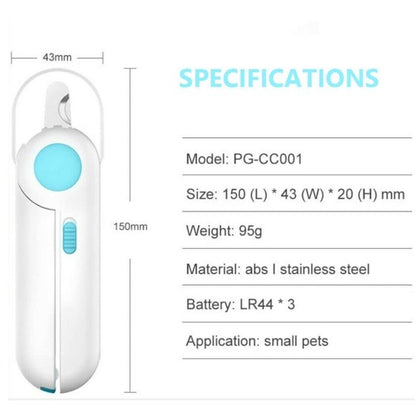 LED Pet Nail Clipper with Built-In Nail File for Cats & Dogs