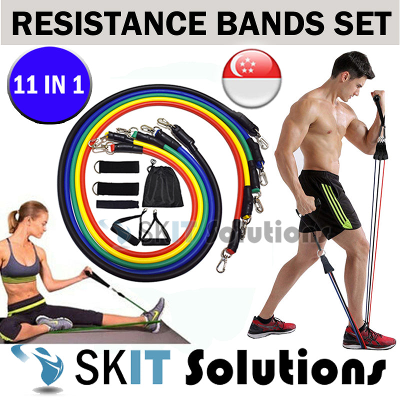 ★11Pcs/Set Resistance Elastic Tube Bands Rope Set★Gym Fitness Yoga Workout Exercise Home Training★
