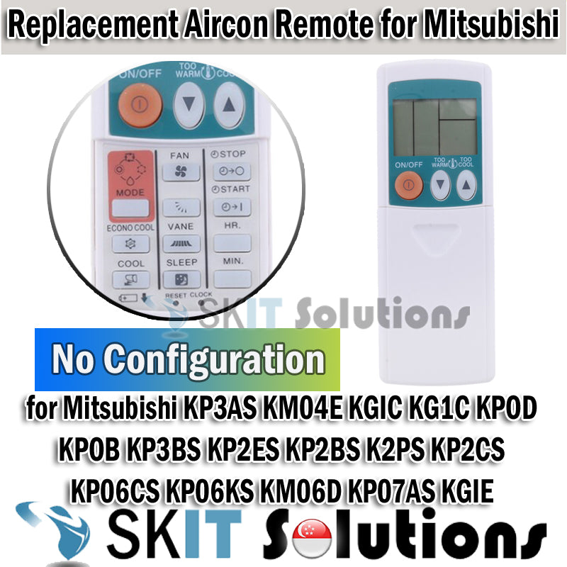 Replacement Mitsubishi Aircon Remote Control Air Con Air Conditioner AC Controller KP3AS KM04E KGIC KG1C KPOD KPOB KP3BS KP2ES KP2BS K2PS KP2CS KP06CS KP06KS KM06D KP07AS KGIE
