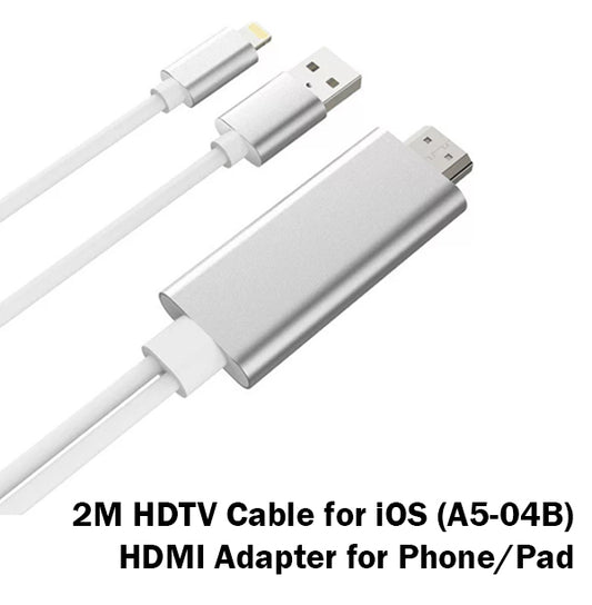 2M HDTV Cable for iOS Lightning HDMI Adapter Converter iPhone iPad Apple 8 Pin