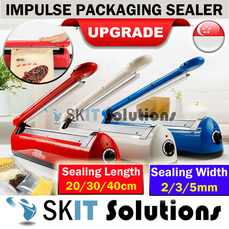 200mm/300mm/400mm Impulse Food Packaging Hand Heat Sealer Bag Machine Pack Seal Plastic Bag/Brown Paper/Aluminium Foil with 2mm/3mm/5mm Sealing Width
