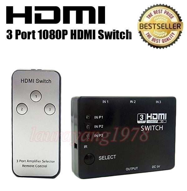 3 Port HDMI Switch Hub with Remote Control