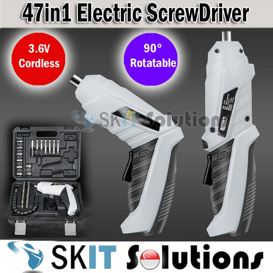 47pcs 3.6V Mini Cordless Electric Screwdriver Drill Power Tool Box Kit Rechargeable Screw Driver Set