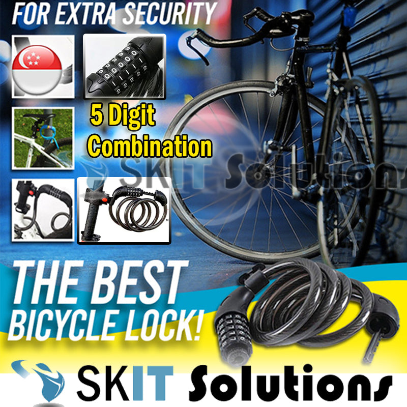 5-Digit Combination Anti Theft Mountain Bicycle Lock★Electric Bike Scooter Cycle Security Wire Cable