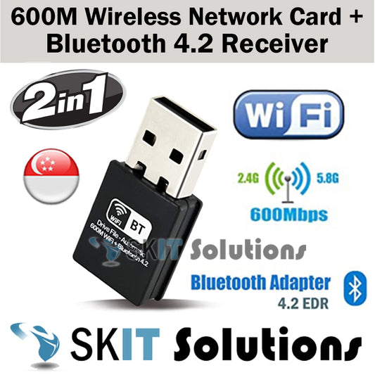 ★2in1 600Mpbs Wireless Network WiFi Card+Bluetooth 4.2 Adapter Dongle★Dual Band 2.4G / 5.8G★