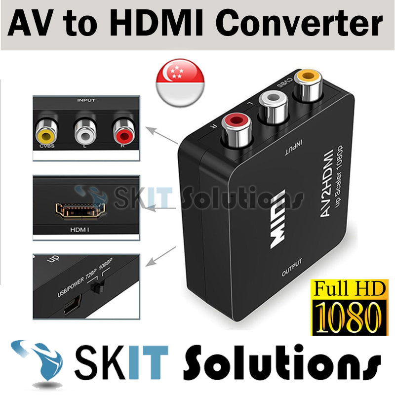 ★RCA AV to HDMI Converter Adapter Mini AV2HDMI Audio Video For TV PS3 PS4 PC DVD Xbox Projector HD 1080p★