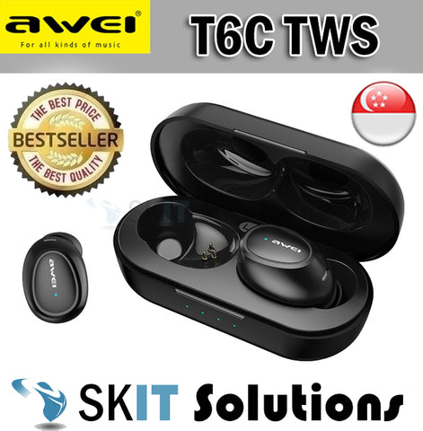Awei T6C True Wireless Sports Earbuds w Wireless Charging Case Bluetooth Earphone Headset Headphone