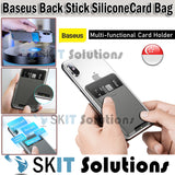 BASEUS Phone Back Stick Silicone Card Bag Adhesive Case Cover Wallet Slot Credit Holder Bus Ez-Link Card