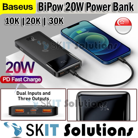 Baseus Bipow 20W PD Fast Charge Powerbank Digital Display 10K/20K/30KmAh Portable Charger Power Bank