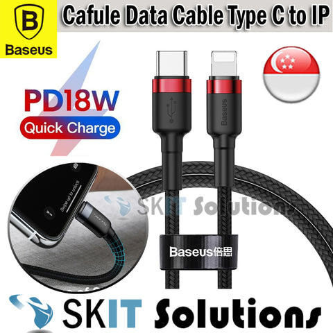Baseus CAFULE Data Sync Charging Cable Type-C to IP 18W PD Fast Quick Charger for iPhone 12 11 X Pro Max