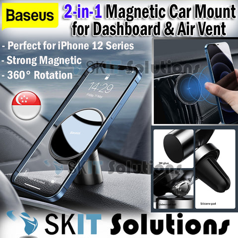 Baseus 2in1 Magnetic Dashboard Air Outlet Vent 360° Rotation Car Mount Holder Mobile Phone Stand