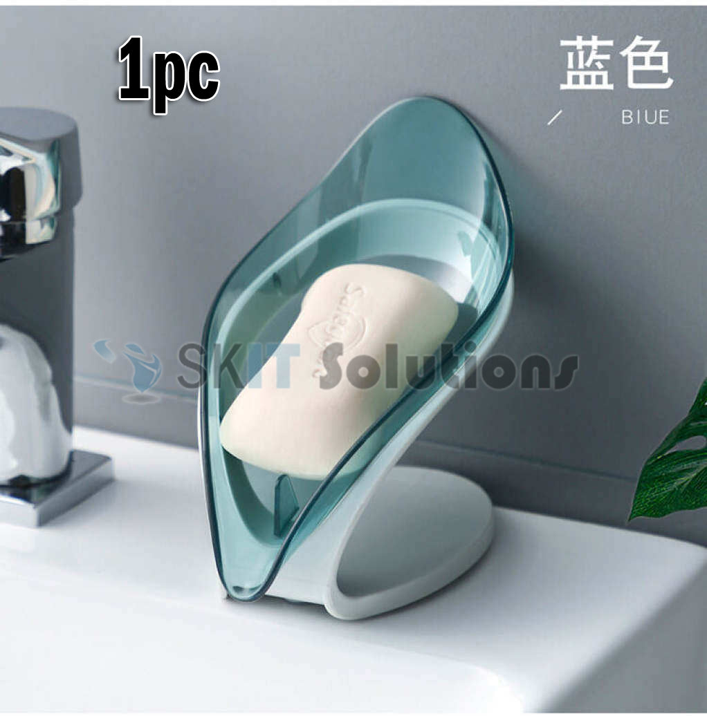 Creative Leaf Drain Soap Box Suction Cup Non-Slip Holder Storage Case Container for Bathroom Kitchen
