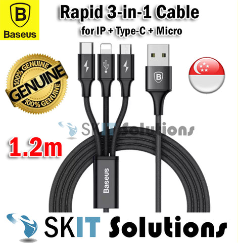 BASEUS Rapid Series 3-in-1 Lightning+Micro USB+Type-C Cable
