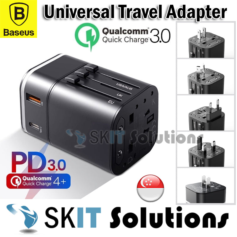 BASEUS PD QC3.0 2in1 Universal Travel Adapter Wall Charger Type-C+USB Port 18W