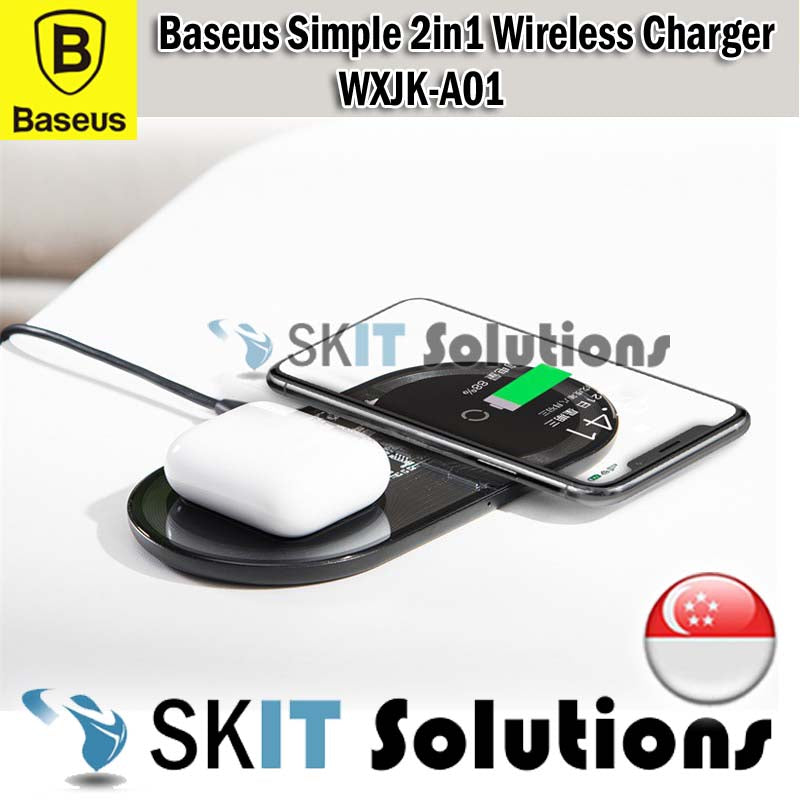 Baseus Simple 2in1 15W Dual Wireless Charger Multipurpose Stand Dock Pad Portable Fast Charging