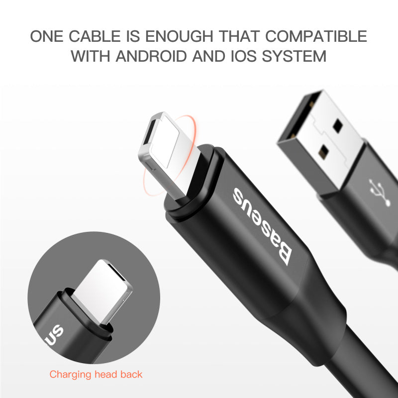 Baseus Two-in-One 2in1 Portable Cable iOS Android iPhone Samsung Wire 23cm Short