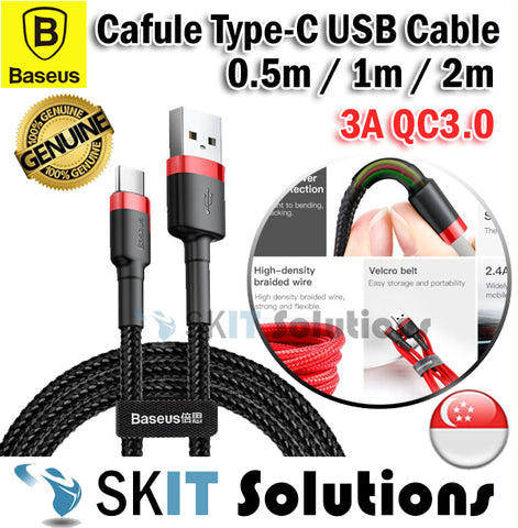 Baseus Cafule Type C QC3.0 USB Data Charger Cable (Available in 0.5m / 1m / 2m)