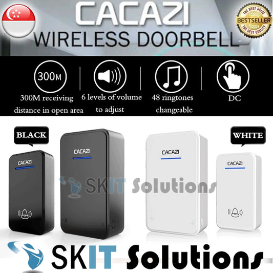 CACAZI Wireless DC Doorbell★Waterproof 300M Range★Smart Home LED Remote Digital Door Bell 48 Chime★