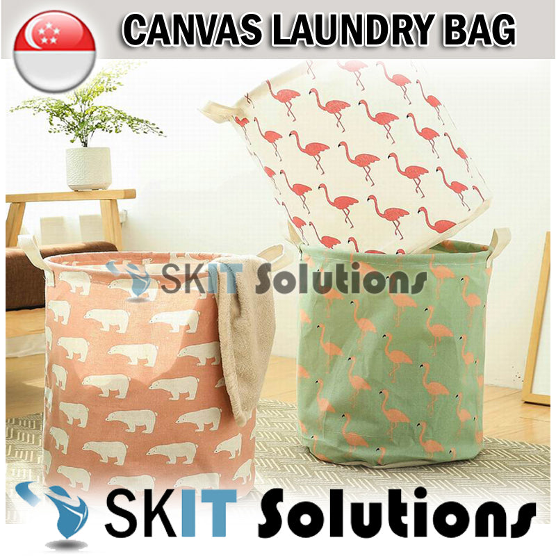 Canvas Laundry Basket Bag Storage Hamper Sundries Portable Foldable Household Water Resistant