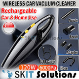 Wireless/Wired Car Vacuum Cleaner Cordless USB Rechargeable Home Use Household Handheld Dry Wet 120W