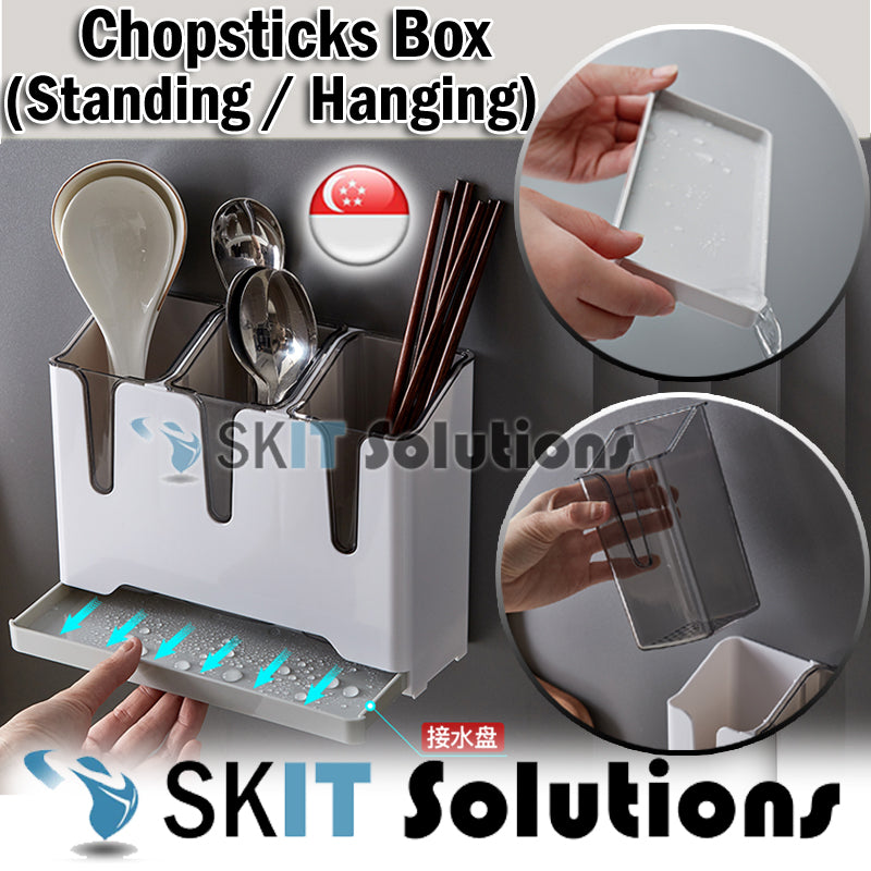 Kitchen Cutlery Organizer Chopstick Box Holder Stand Utensil Storage Drainer Container Wall Rack