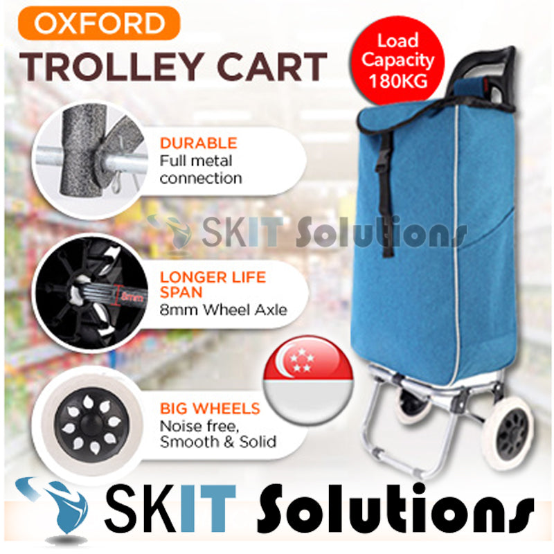 Oxford Cloth Trolley Cart / Foldable Shopping Trolley Bag with Wheels / Detachable Casing /Push Cart