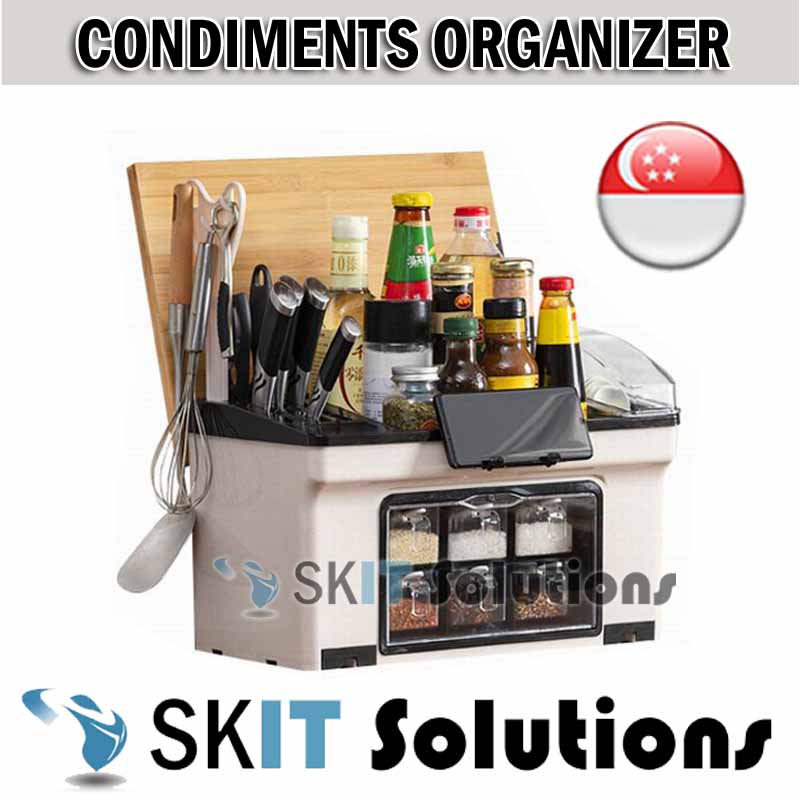 Multifunctional Condiments Spices Organizer Rack Utensils Cutlery Holder Kitchen Tray Box Countertop
