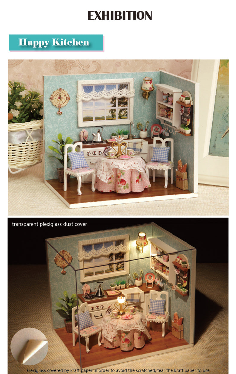 CuteRoom Happy Kitchen★Miniature Doll House Dollhouse★DIY Gift Wooden Handmade