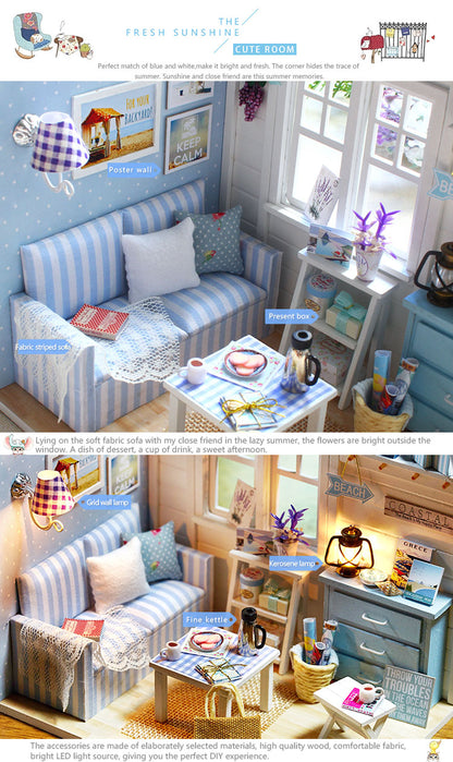 CuteRoom Fresh Sunshine★Miniature Doll House Dollhouse★DIY Gift Wooden Handmade