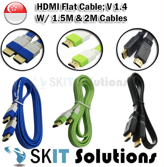 FLAT V1.4 HDMI Cable Wire 1.5M / 2M for Blue Ray DVD PS3 3D LED HD TV Box HDTV