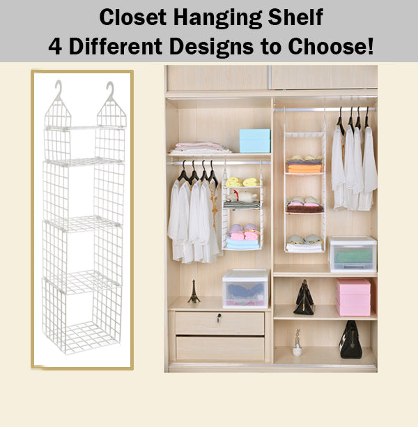 Closet Hanging Shelf Wardrobe Divider Shelves Organiser Organizer Rack Cupboard