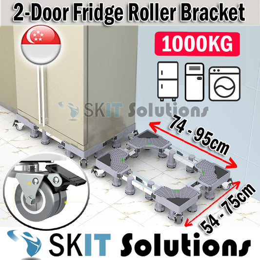 2-Door Fridge Extendable Movable Base Bracket Stand Trolley Roller Wheels Heavy Duty Washing Machine