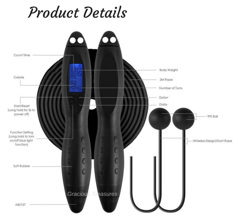 Digital Skipping Rope Calorie Counter and Easy Exercising Cardio Slim Workout