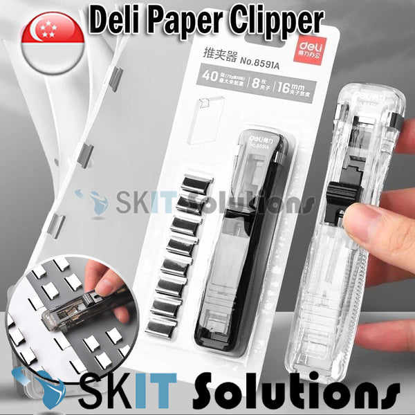 Deli Paper Clipper Fixer Stationery Refill Metal Stapler Paper Clip Do ...