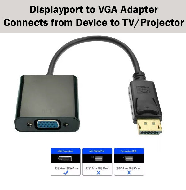 Displayport to VGA Adapter Converter TV Projector Screening PC Computer Laptop