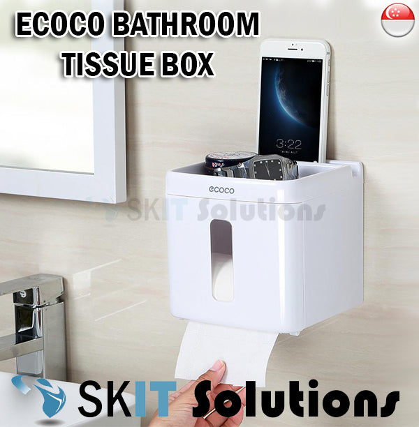 Ecoco Bathroom Tissue Box Phone Holder Dry Storage Toilet Roll Holder Wall Mounted Dispenser Kitchen