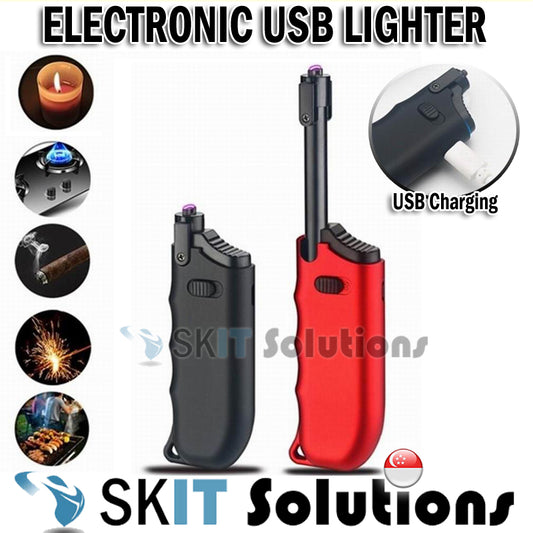 USB Rechargeable Electronic Telescopic Rod Single Arc Lighter Candles Stove Gas Outdoors Wind Proof