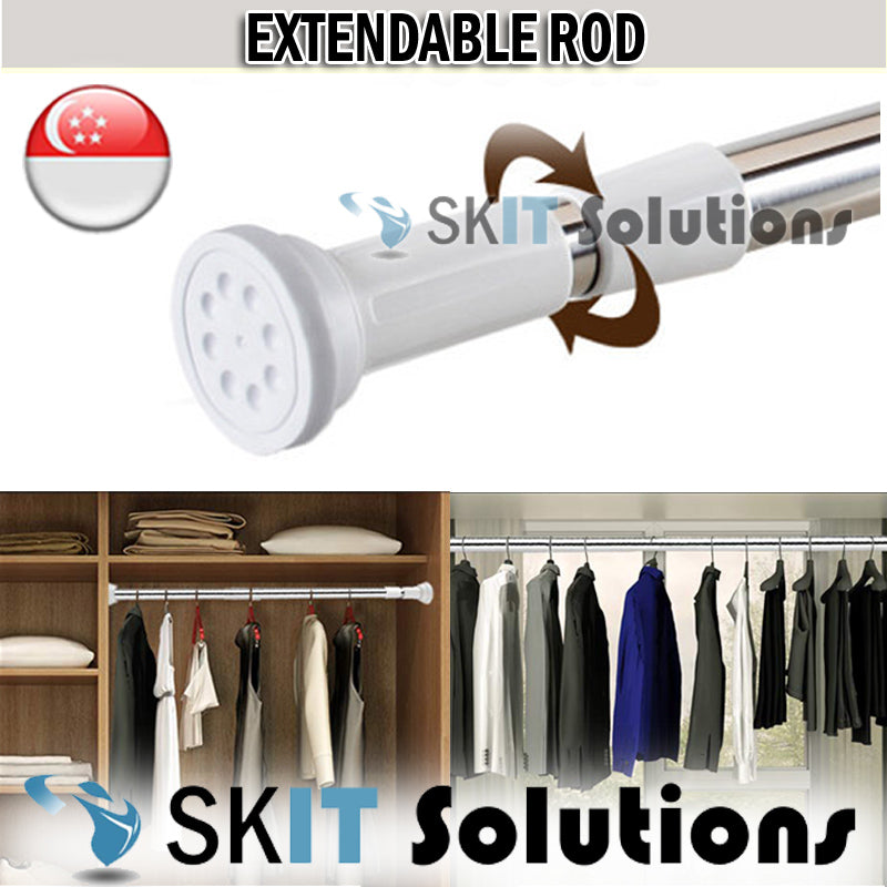 Curtain Rod Pole Laundry Shower Practical Stainless Steel Round Head Extendable Telescopic Multifunctional Tension Rod