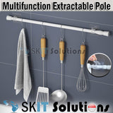 Multipurpose Extractable Curtain Pole Extendable Telescopic Hanging Rail Easy Stick No Drilling