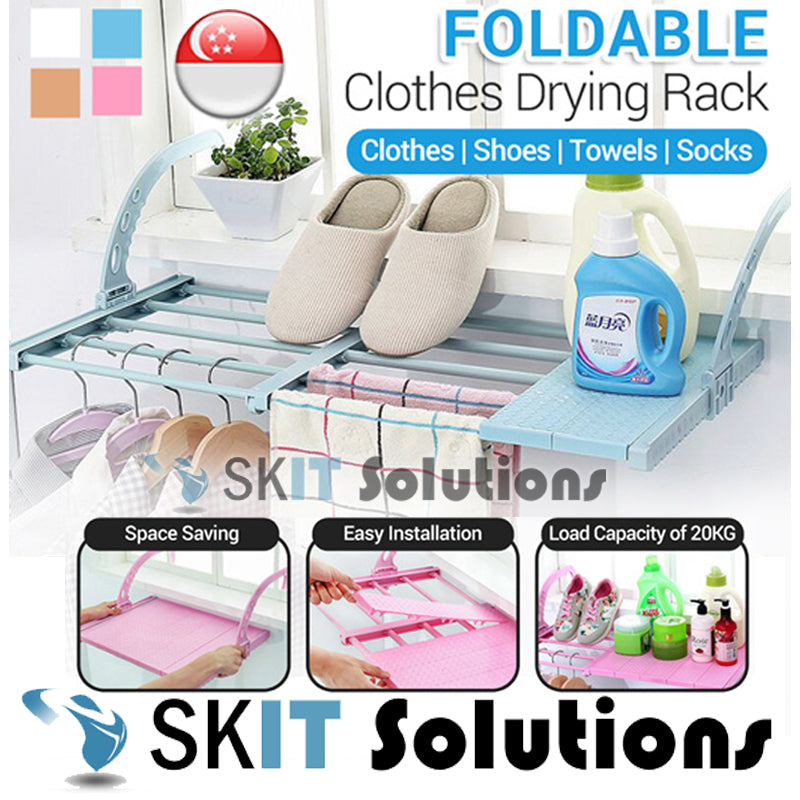 Foldable Adjustable Window Balcony Garment Clothes Drying Hanging Stand Rack Ledge Laundry