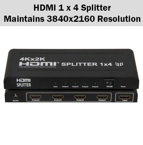 HDMI 1x4 Splitter Switch Adapter 1 Input 4 Outputs Support 4K 3D