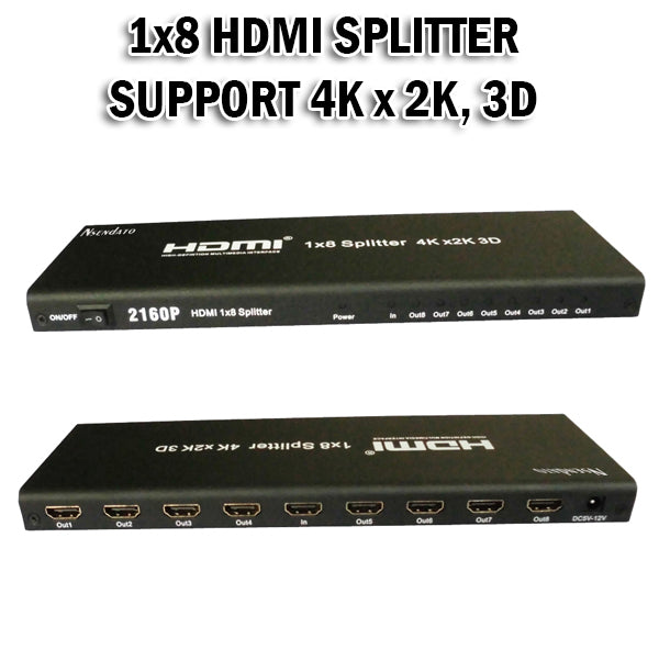 1x8 HDMI Splitter Support 4K x 2K 3D High Definition Laptop Computer Game Console