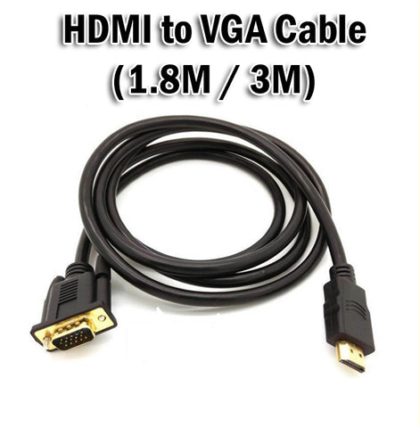 1.8M / 3M HDMI Male to VGA HD15 15 Pin Male Adapter Cable Cord for DVD HDTV PS3