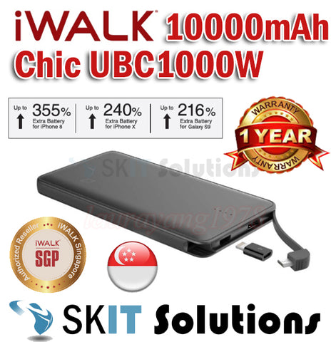 iWalk CHIC UBC10000W 10000mAh Powerbank Power Bank Battery Charger★Ultra Slim★1 Year Warranty