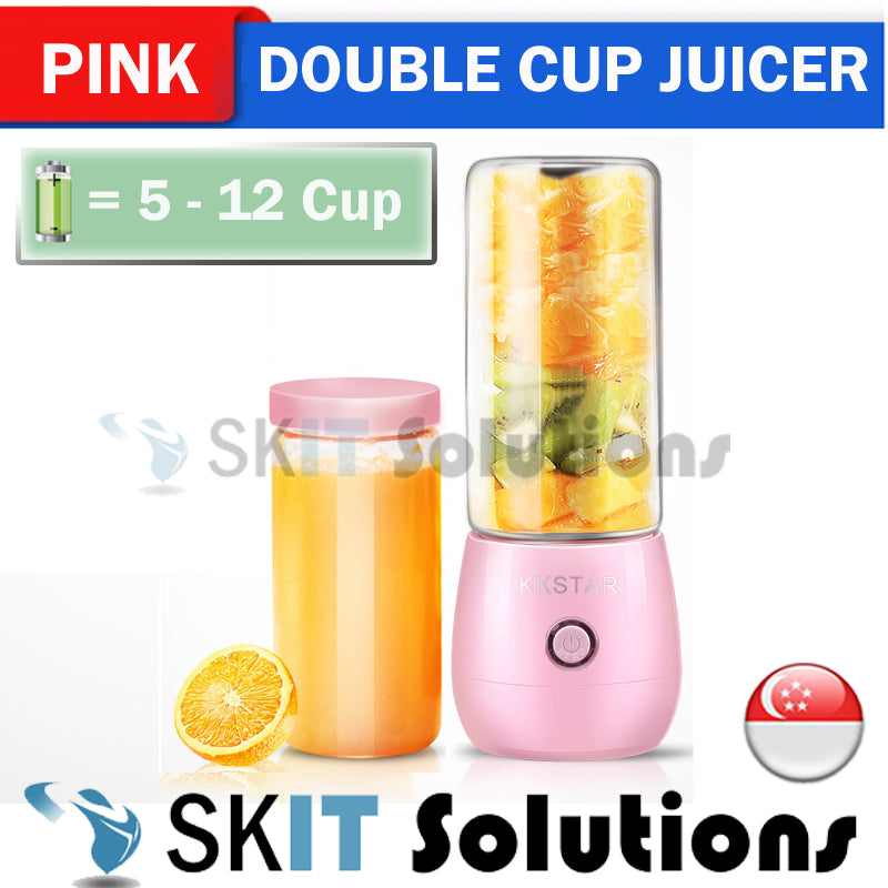Portable Mini Rechargeable Juicer Cup★Single/Double Cup★Juice Blender Smoothie Borosilicate Glass★