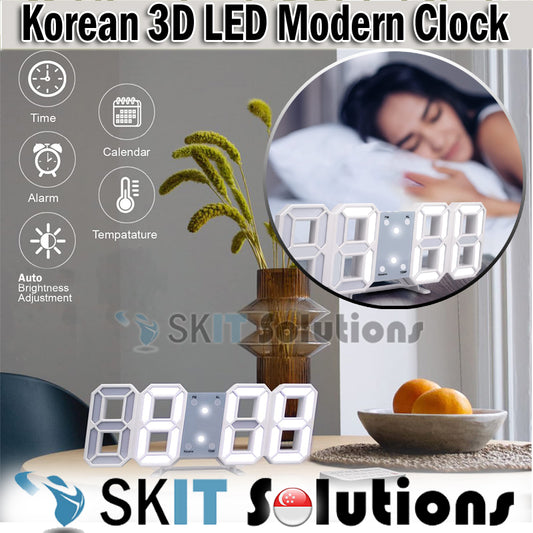 Korean 3D Numeric LED Modern Wall Desktop Table Clock